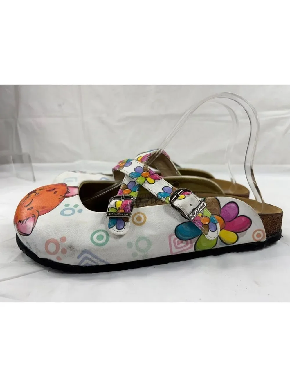 Calceo Handmade cat PATTERNED CLOGS Mules Size 9.5